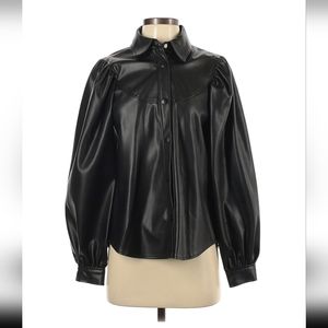 Zara Puff Sleeve Vegan Leather Shacket sz Small